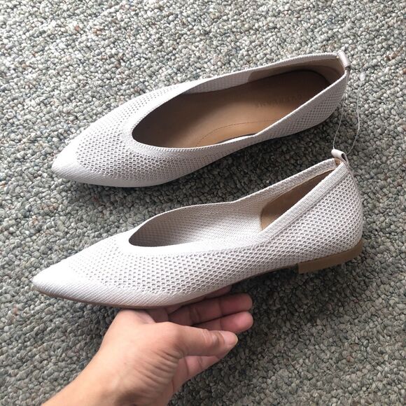 Everlane Day Glove ReKnit Flats Women’s Size 8 Light Gray Knit Pointed Toe Shoes - Picture 4 of 12